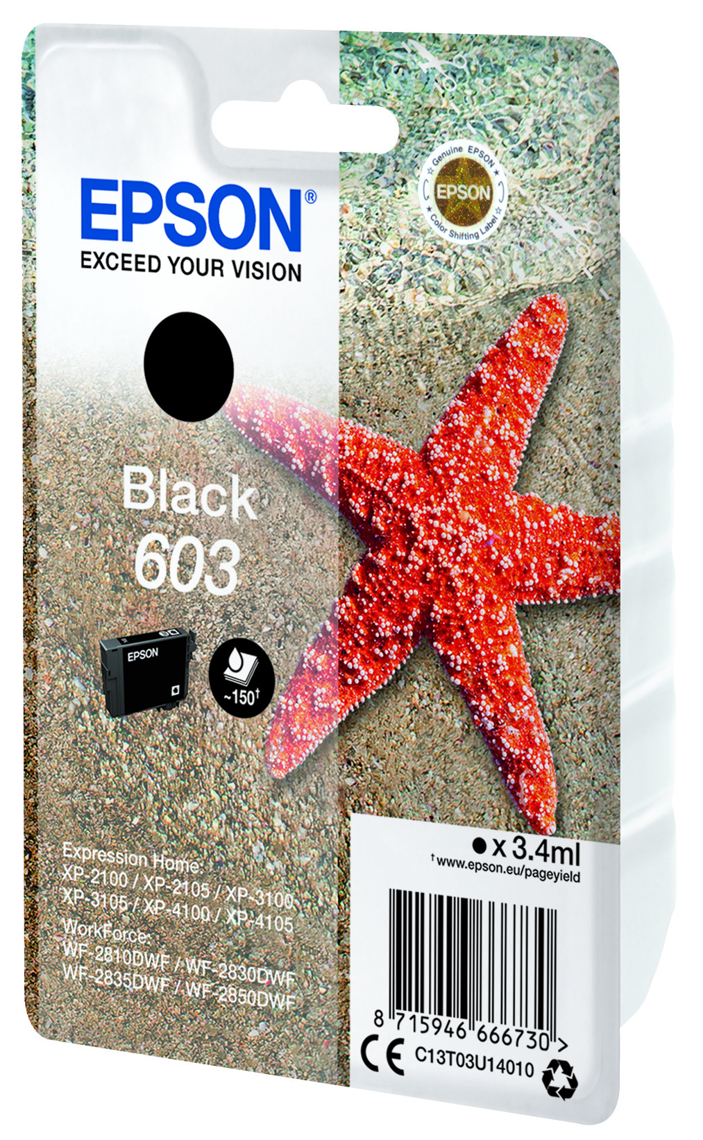 Epson 603 C13T03U14010 fekete (black) eredeti tintapatron