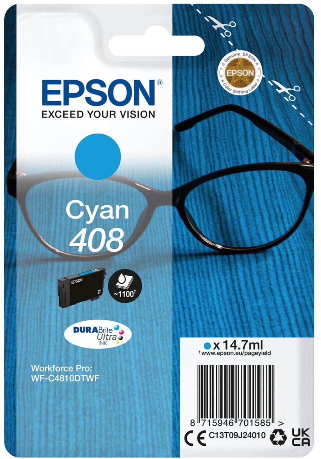 Epson 408 C13T09J24010 cián (cyan) eredeti tintapatron