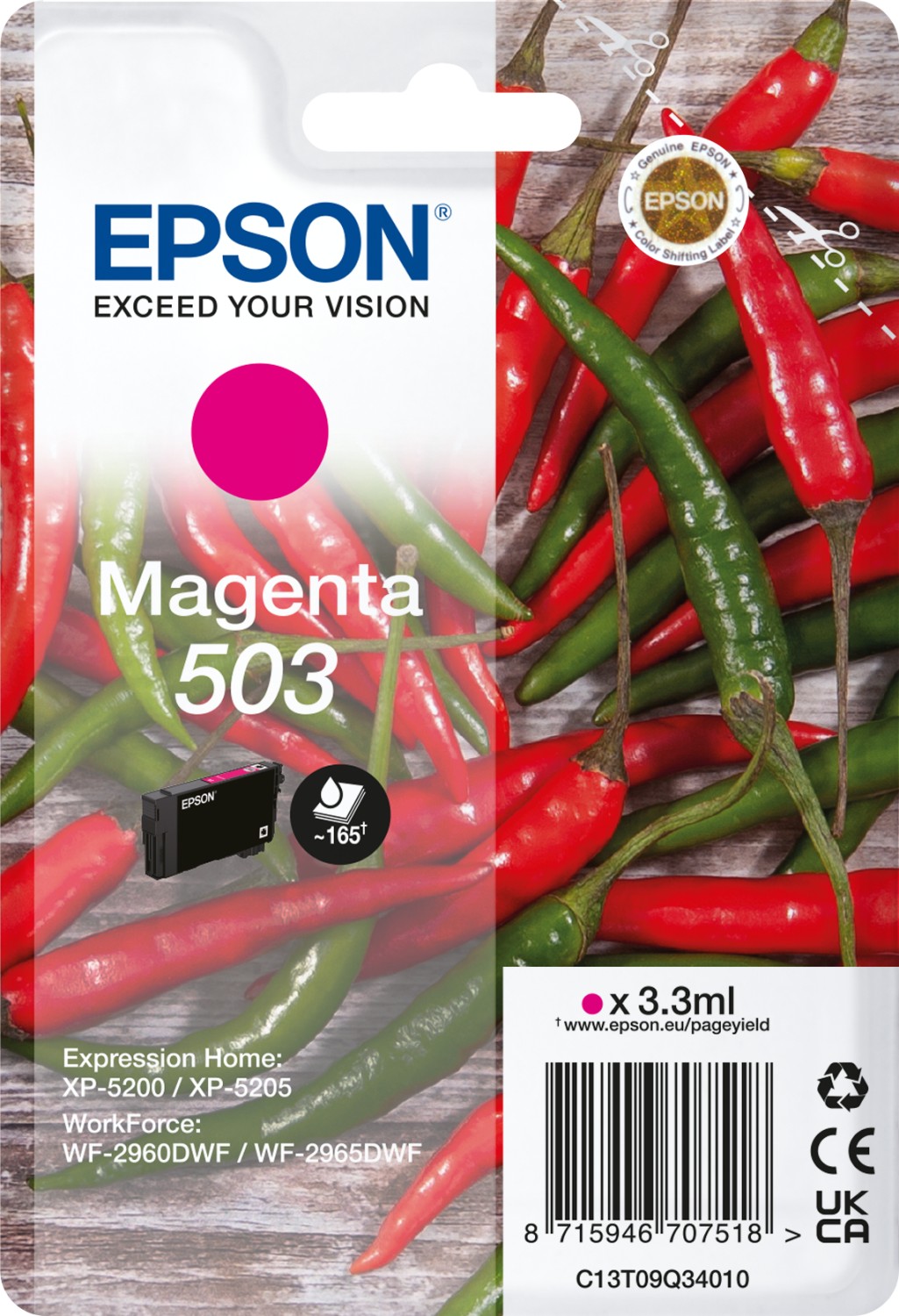 Epson 503 T09Q340 C13T09Q34010 bíborvörös (magenta) eredeti tintapatron