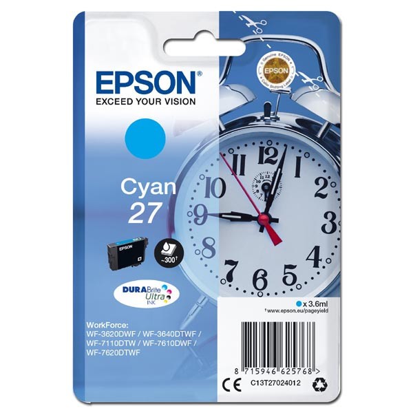 Epson T27024012, 27 błękitny (cyan) tusz oryginalna