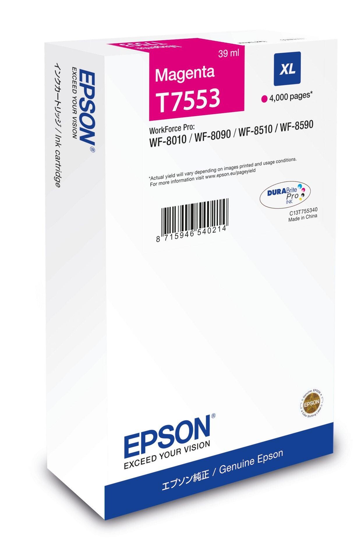 Epson T7553 XL C13T75534N bíborvörös (magenta) eredeti tintapatron