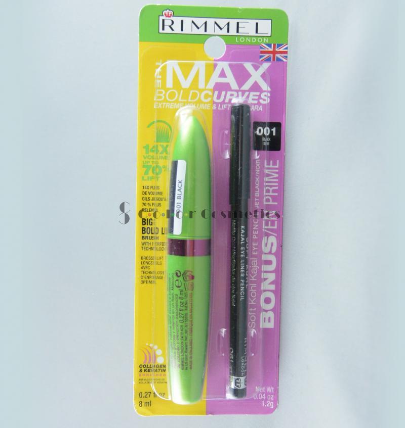 Mascara si creion dermatograf Rimmel The Max Bold Curves Extreme Volume and Lift Mascara plus Soft Kohl kajal eyeliner