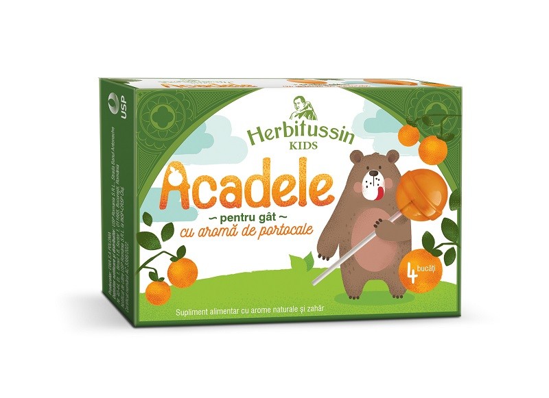 HERBITUSSIN KIDS ACADELE PORTOCALE 4 BUCATI