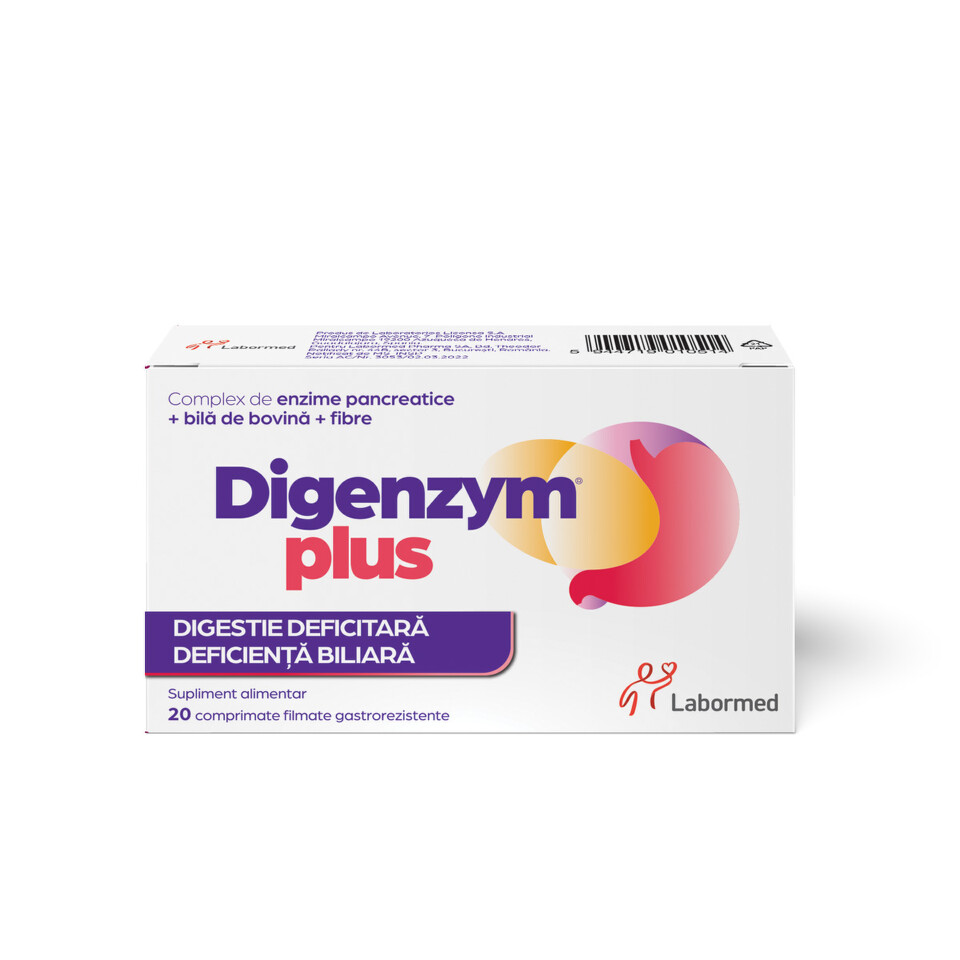 LABORMED DIGENZYM PLUS 20 COMPRIMATE FILMATE GASTROREZISTENTE
