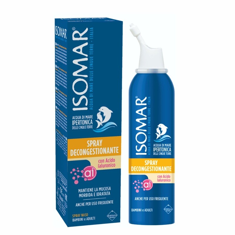 ISOMAR SPRAY NAZAL DECONGESTIONANT CU APA DE MARE HIPERTONICA SI ACID HIALURONIC 100 ML 12+