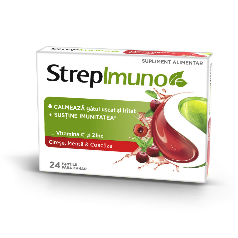 STREPIMUNO CIRESE MENTA SI COACAZE 24 PASTILE