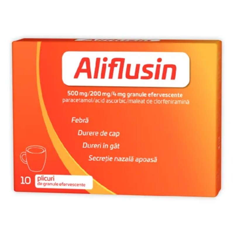 ALIFLUSIN 500MG/200MG/4MG GRANULE EFERFESCENTE 10 PLICURI