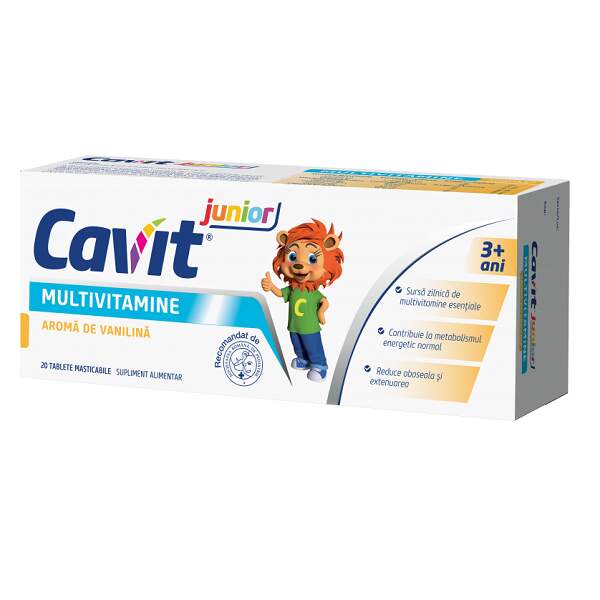 CAVIT JUNIOR MULTIVITAMINE AROMA VANILINA 20 TABLETE