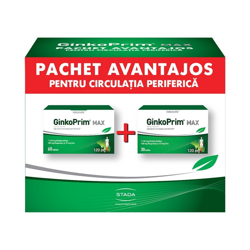 GINKOPRIM MAX 120MG X 60 TABLETE+30 TABLETE CADOU