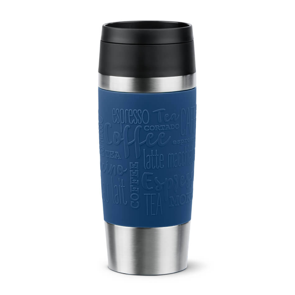 Termos Tefal Travel Mug Classic N2020310, inox, 0.36 L, 100% etanș, functie Quick Press, argintiu & albastru
