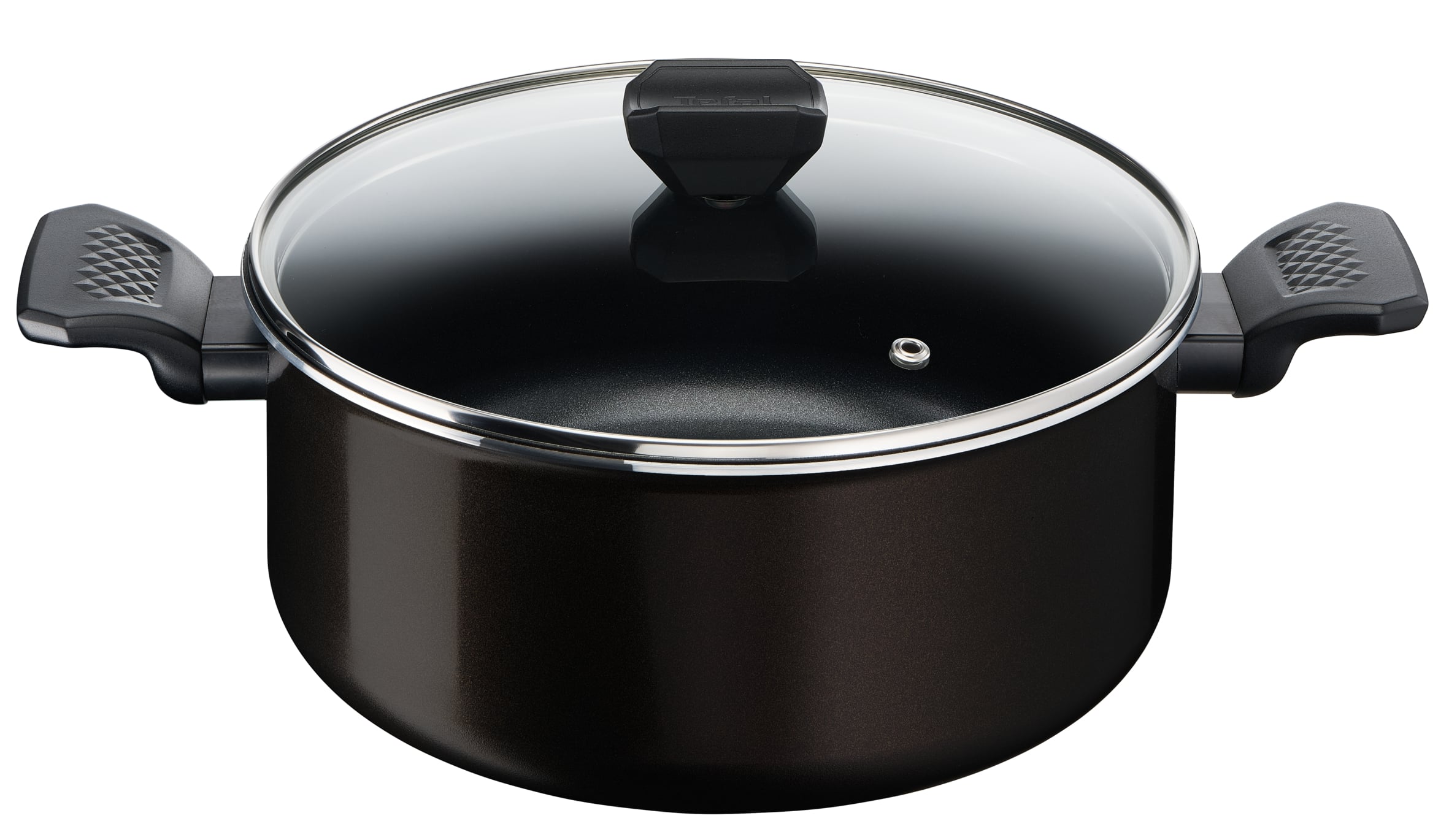 Oală cu capac Simply Clean B5674653, 24 cm, înveliș antiaderent 100% sigur, Thermo-Signal™, bază Diffusion+, 4.5 L, aluminiu, negru