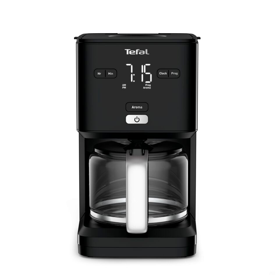 Cafetiera TEFAL Smart'n Light CM600810, 1000W, ecran digital, capacitate 1.25L, functie auto OFF, sistem antipicurare, carafa sticla, functie men