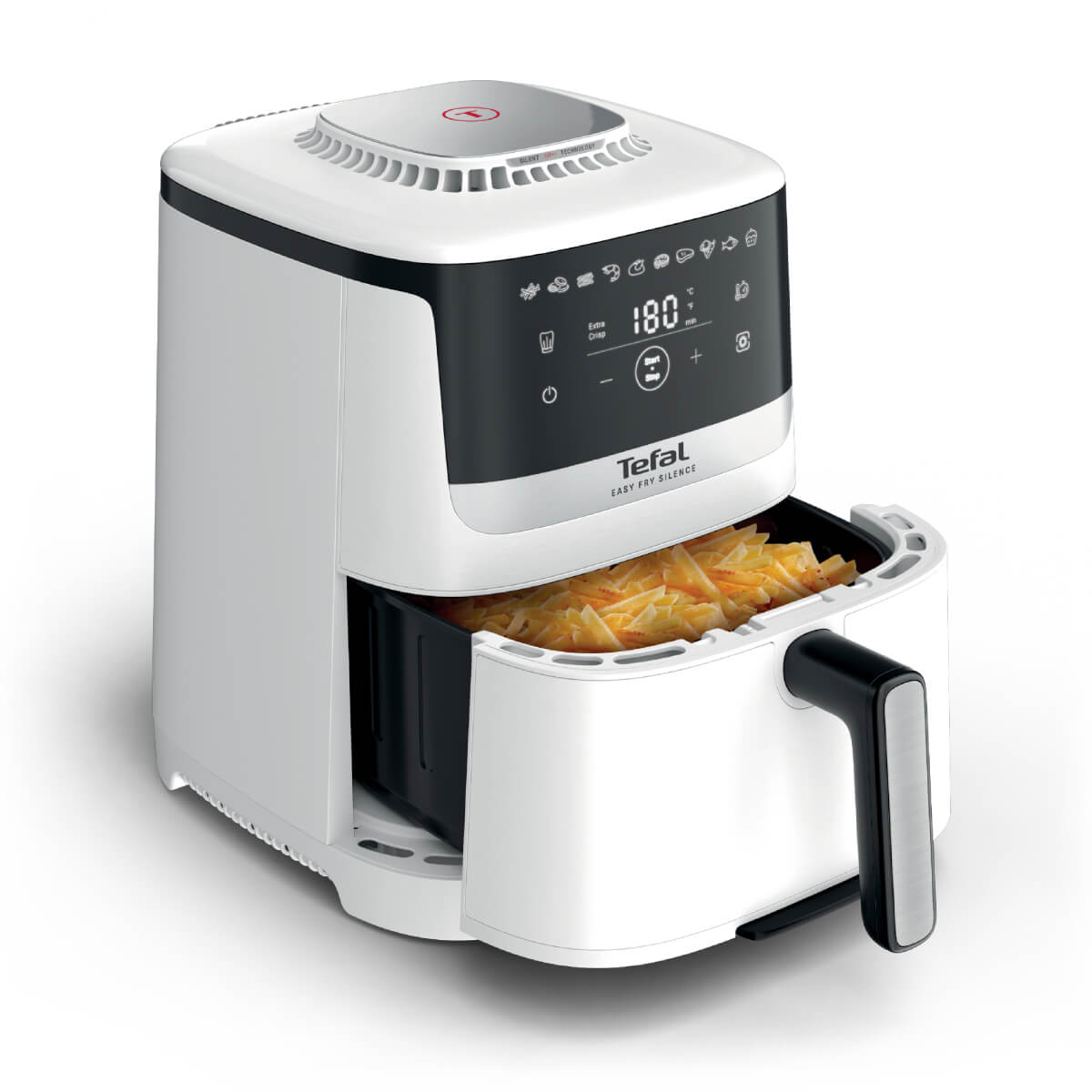 Friteuză cu aer cald Tefal Easy Fry Silence EY5521E0, 1670W, 5L, 10 programe automate, tehnologie Extra-Crisp, temperatură ajustabilă, ecran LCD, opri