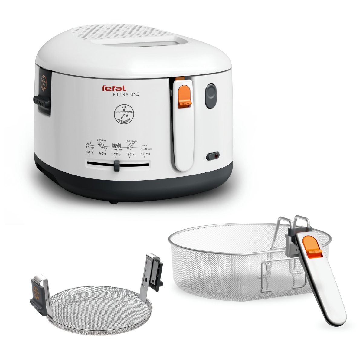 Friteuză Filtra One FF162131, 1900 W, 1 program, termostat ajustabil, plasă pentru filtrare patentată, fereastră de vizualizare, 1.2 KG / 2.1 L, alb