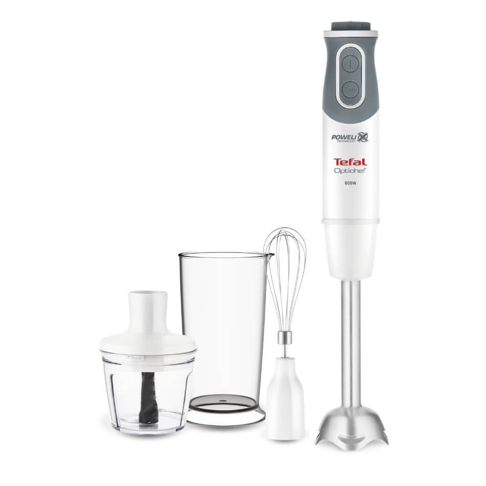 Blender vertical Tefal Optichef HB643138, 800W, pahar 800 ml, tocător 500 ml, tel, funcție pulse, funcție turbo, lame Powelix, 20 trepte de viteză, al