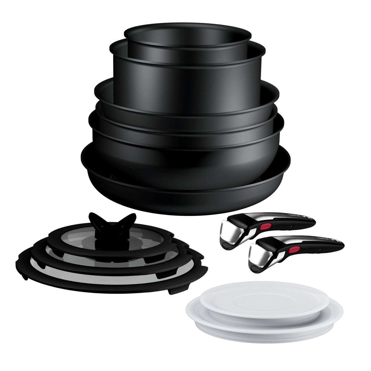 Set 13 piese Tefal Ingenio Excellence+ P0009753, tigaie de 24/28 cm, wok 26 cm, tigaie saute 24 cm, cratita 16/20 cm, capac ermetic 16/20 cm, capac st