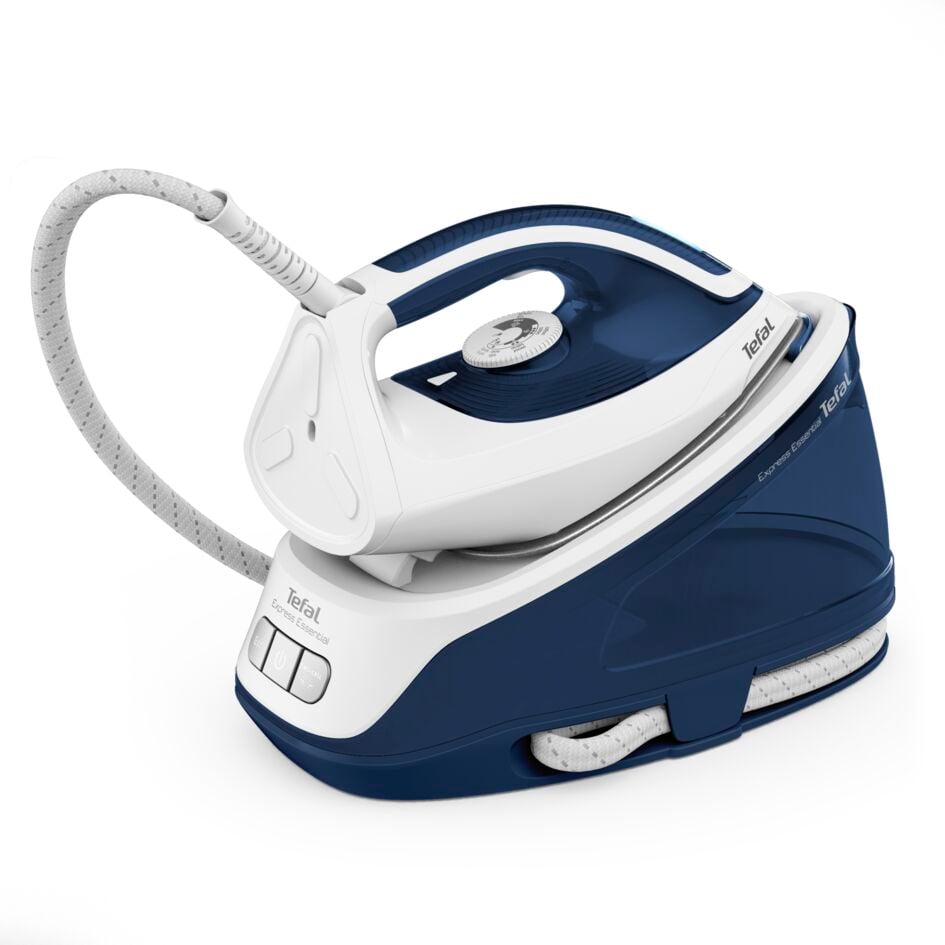 Stație de călcat cu abur TEFAL Express Essential SV6116E0, 2200W, 270g/min, 1.4l, talpă ceramică, alb-albastru