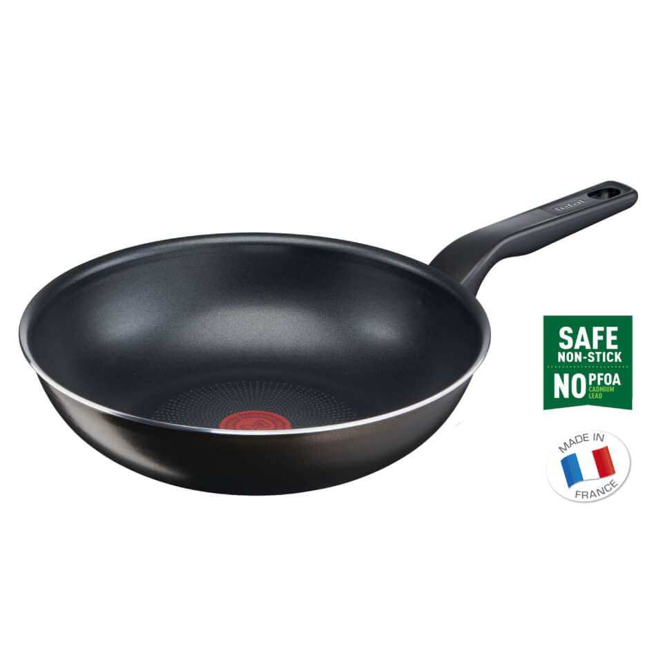 Tigaie wok Tefal XL Intense 28 cm C3841953, aluminiu, invelis antiaderent, 3.6L, tehnologia Thermo-Signal, maro