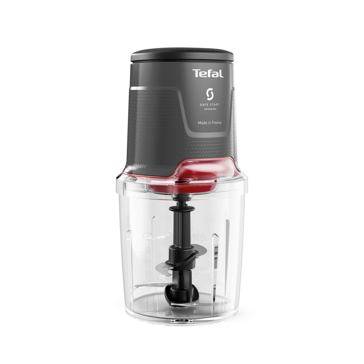 Tocător Tefal Easy Press MQ740HF0, 500W, 4 lame Powelix, recipient de 500 ml, tehnologie Safe Start, gri & roșu