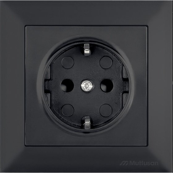 Priza simpla CP Mutlusan Candela 2125 605 0284, Protectie Copii, 1P, 10A, 250V, IP20, Negru Catifea