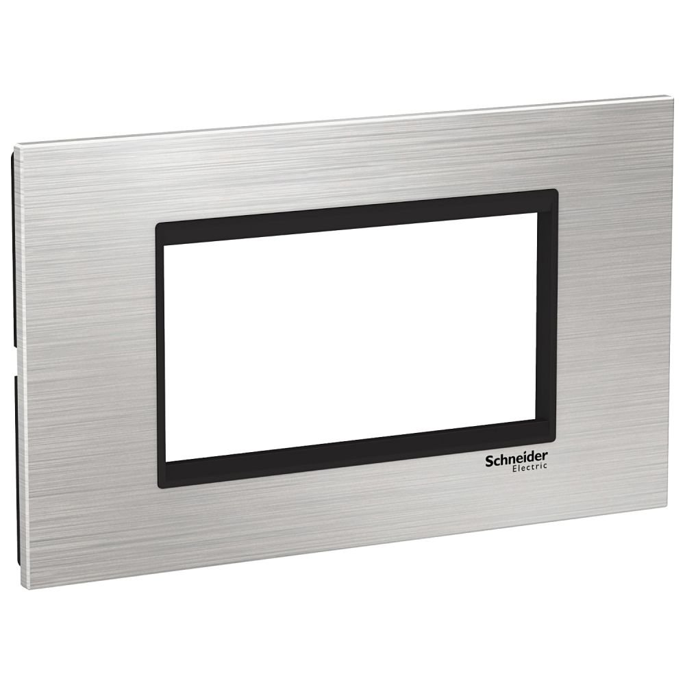 Rama inox 4 module Schneider Easy Styl LMR7664031, argintiu/negru
