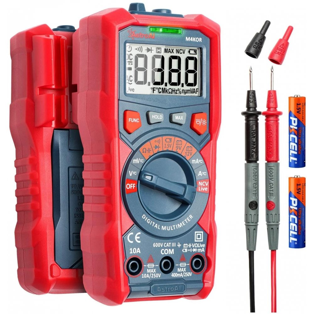 Multimetru digital TRMS 4000, Ohmmetru, Voltmetru 1,5V / 9V / 12V, masurare fara contact, lanterna AstroAl M4KOR / 0048544086241