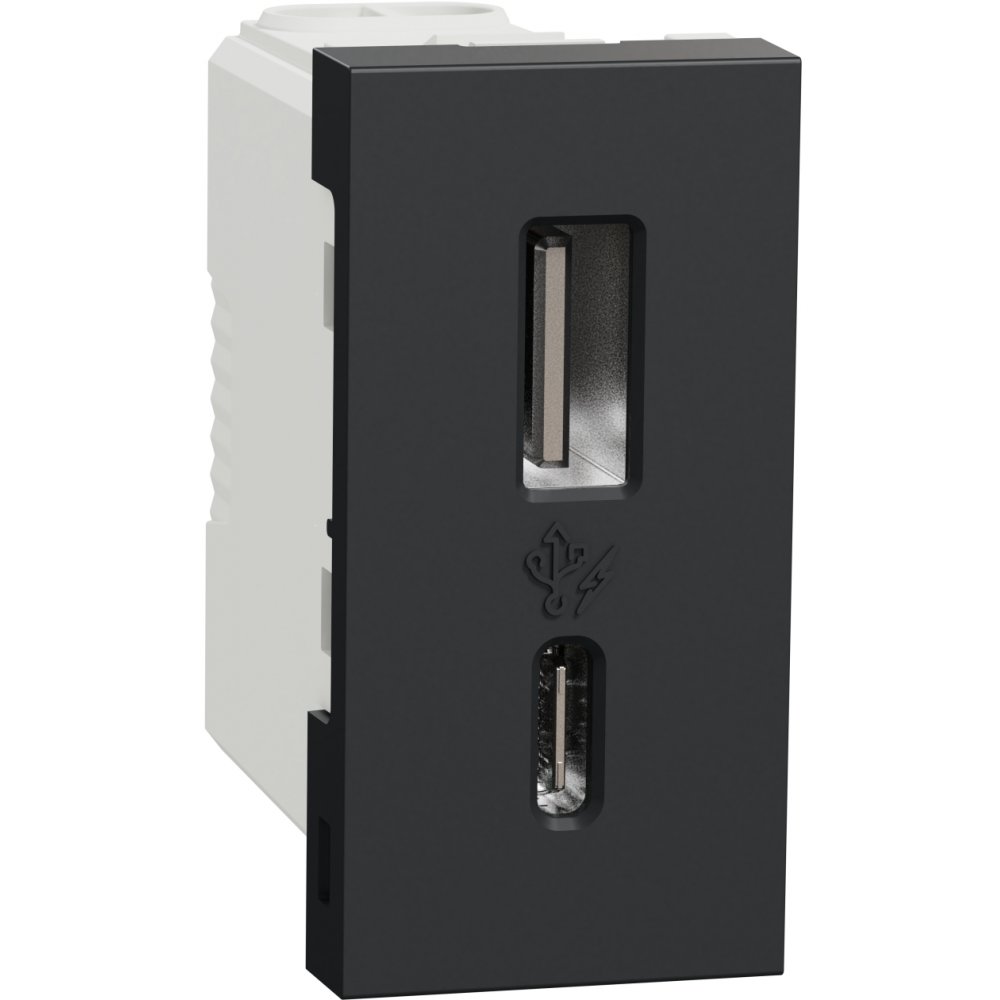 Priza USB 1m tip A + C (15W) Schneider Noua Unica NU301654, antracit