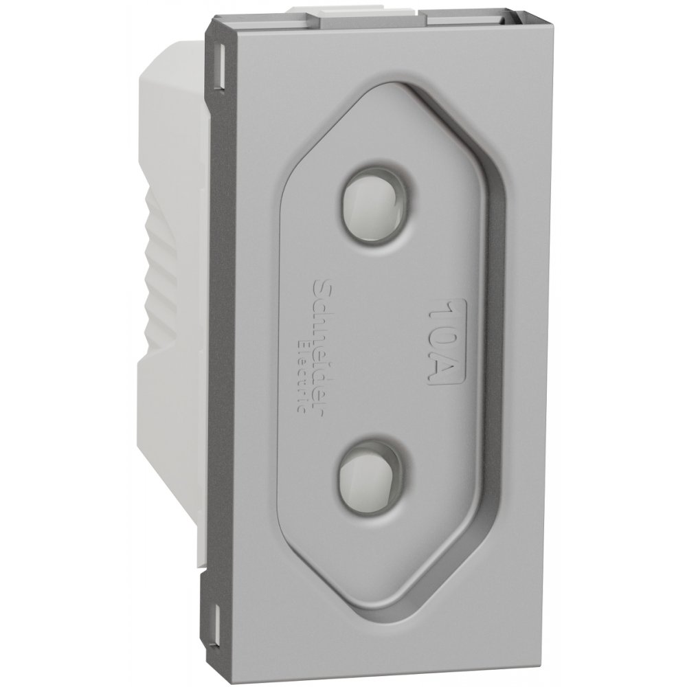 Priza standard european 2P 10A 1 modul Schneider Noua Unica NU303130, aluminiu