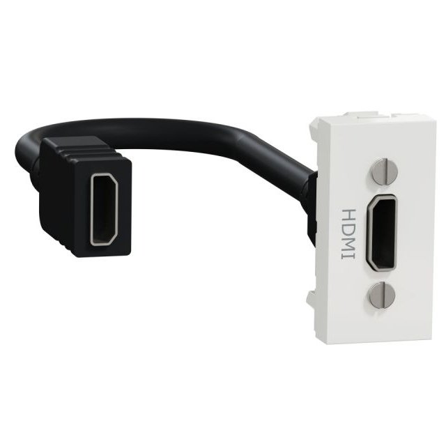 Priza HDMI precablata 1 modul Schneider Noua Unica NU343018, alb