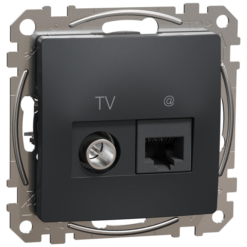 Priza TV+RJ45 Cat6 UTP Schneider Sedna Design SDD114469T, antracit