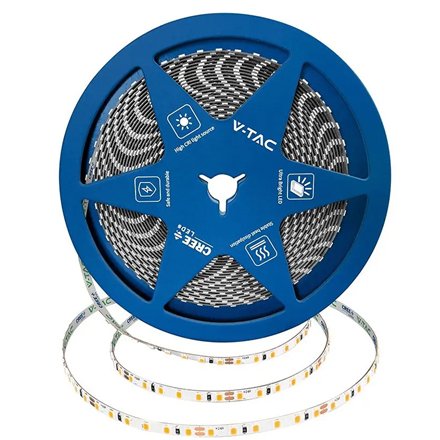 Banda LED 5MM 8W/M 24V IP20 rola 10M 6500K cip CREE V-TAC SKU-240826