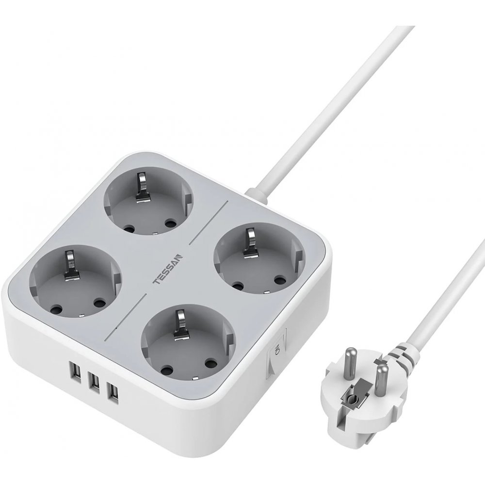 Prelungitor Tessan TS-302, 4 prize, 3 USB 3A, cablu 1.5m TS-302 / 0048544087620
