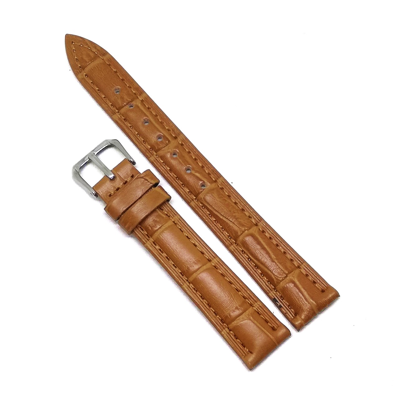 Curea de ceas din Piele Naturala - Culoare Maro-Deschis, Imprimeu crocodil - 14mm 16mm - WZ3870