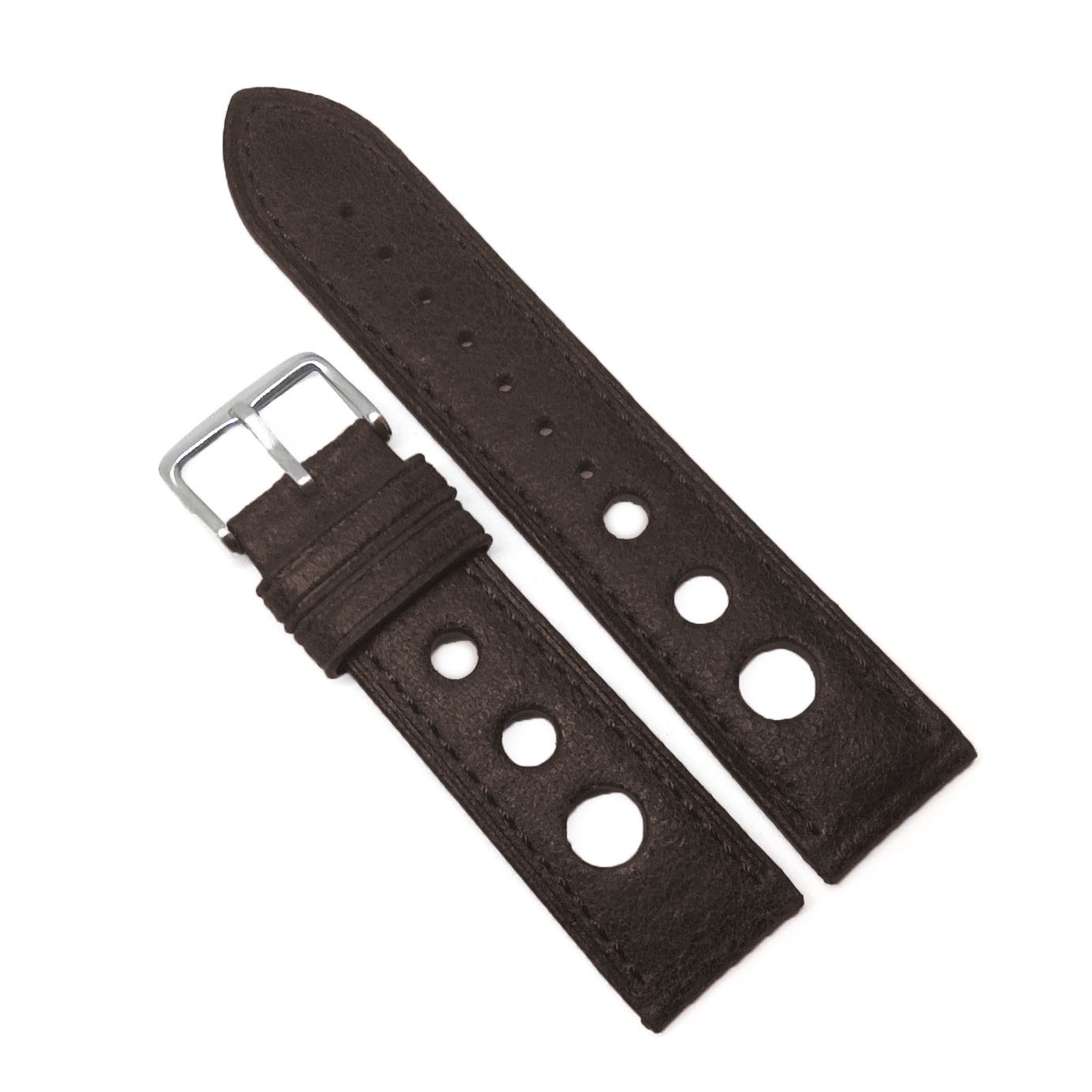 Curea de ceas Maro-Inchis din Piele Naturala - Model cu Gaurele - 22mm - WZ3986