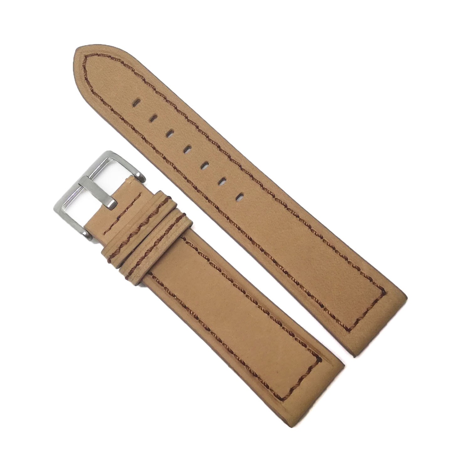 Curea de ceas Eichmuller - Culoare Bej, cusatura maro - 22mm 24mm - WZ4013