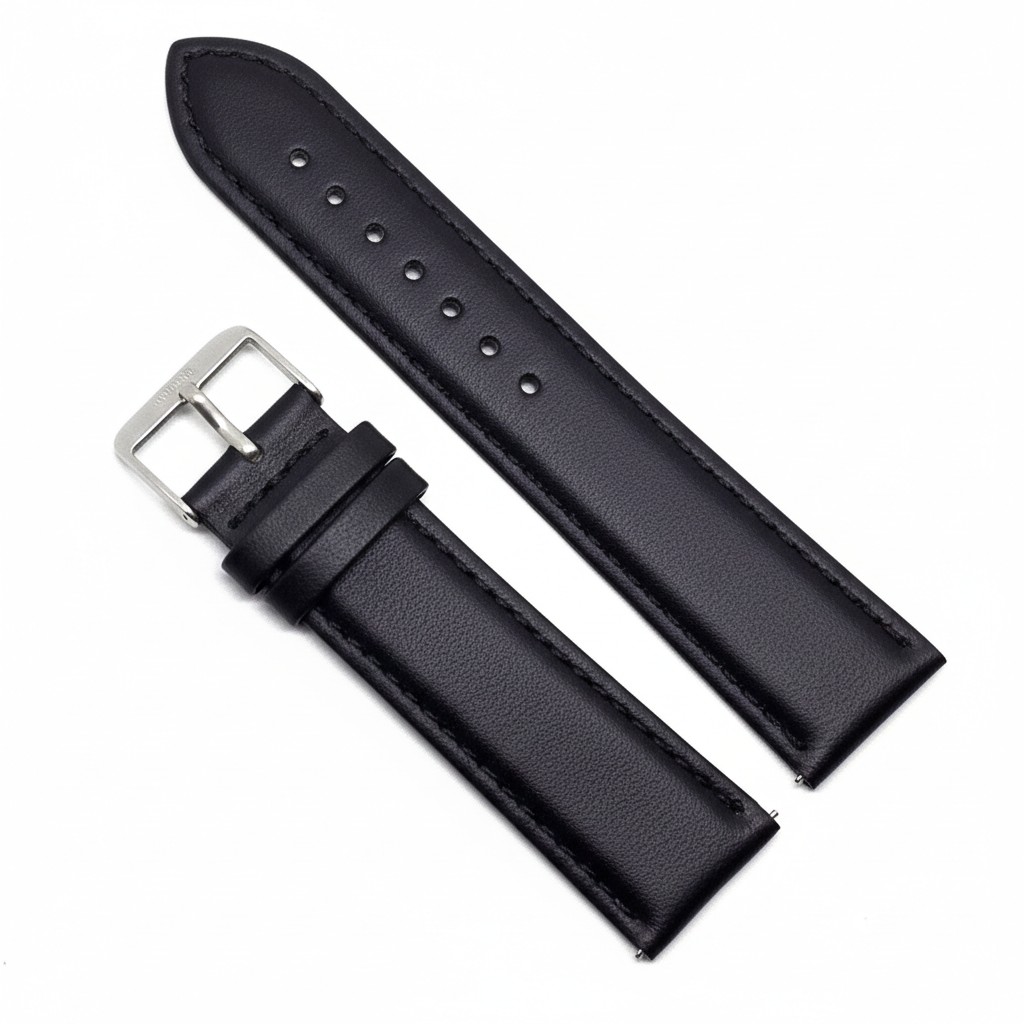 Curea Ceas „Pure Comfort” A-812 – Piele Naturală Hipoalergenică, Negru Mat (18mm - 22mm)