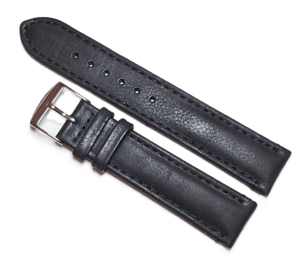 Curea Ceas „Fleurus Paris” – Piele de Vițel Neagra cu Cataramă Argintie (18mm - 22mm)