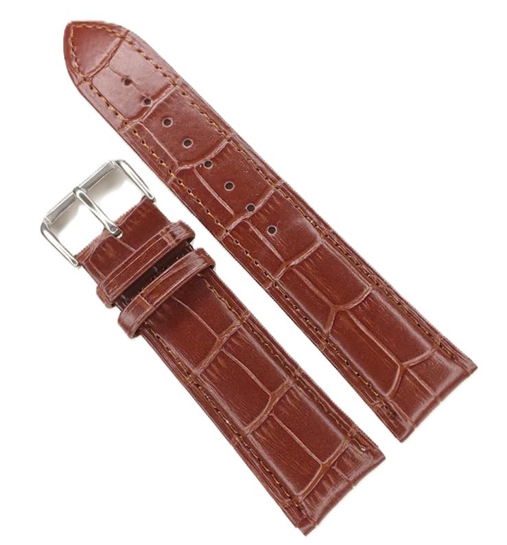 Curea Ceas Matteo Ferari – Piele Naturală Maro, Imprimeu Crocodil, 22mm